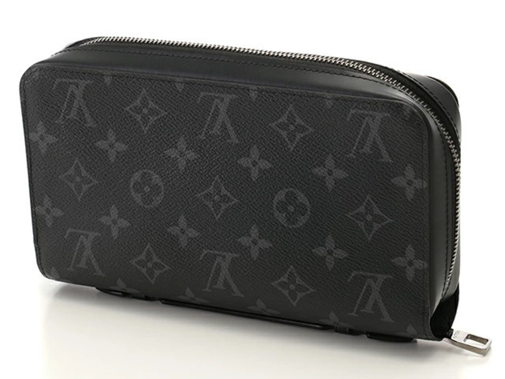 Louis Vuitton Black Zippy Long Zipper Eclipse Monogram Wallet Round Black
